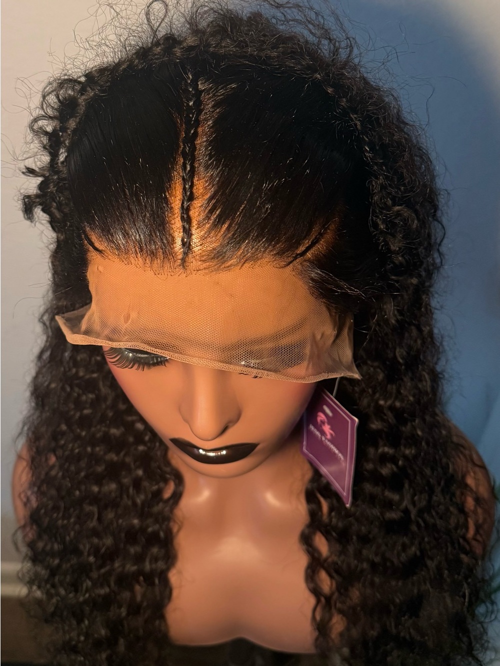 No Boundaries Black Curly Lace Front Wig with Center Part